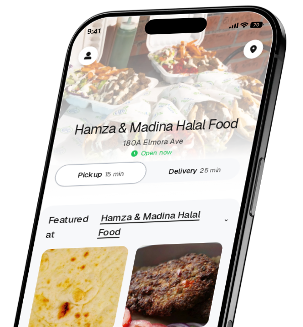 Hamza & Madina Halal Food app preview