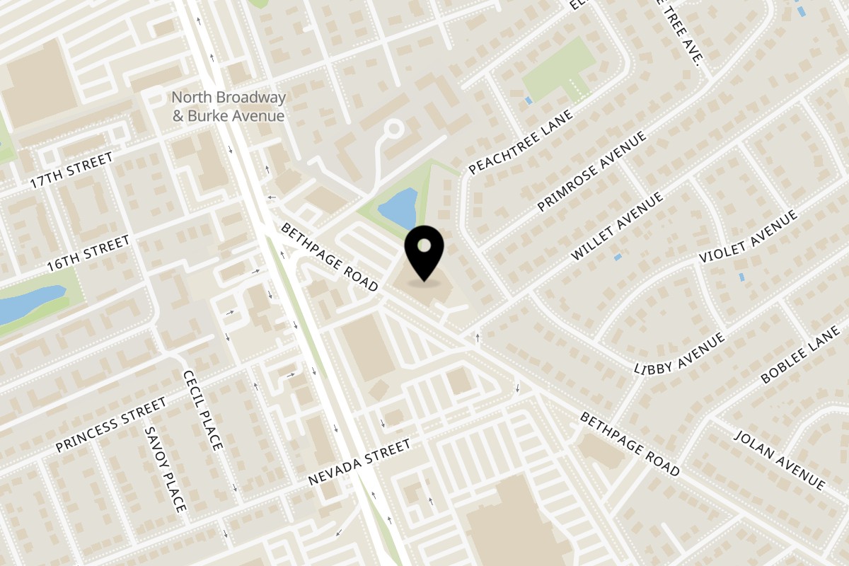 Map showing the location of Hamza & Madina Halal Food Hicksville on 217 Bethpage Rd in Hicksville